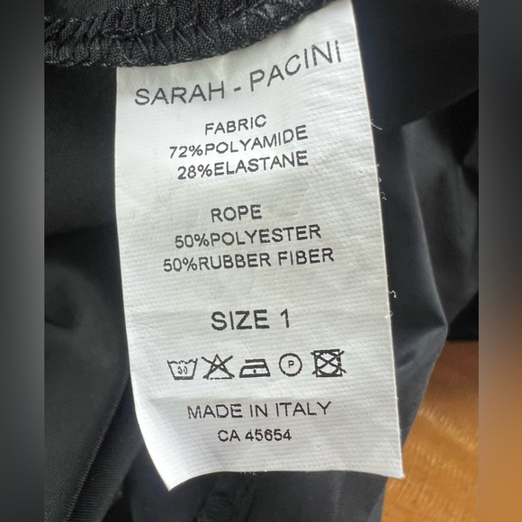 Sarah Pacini Midi Dress Techno Fabric Black Sleeveless Bias Cut Stretch Modern - Picture 12 of 16